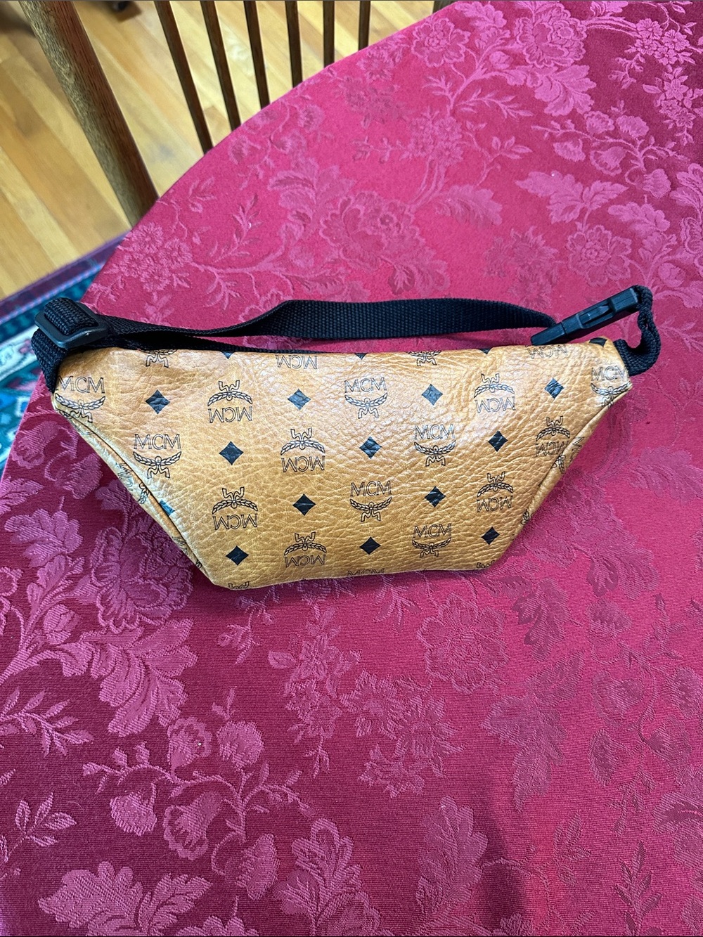MCM Cognac Leather & Black Visetos Waist Bag - Picture 3 of 5